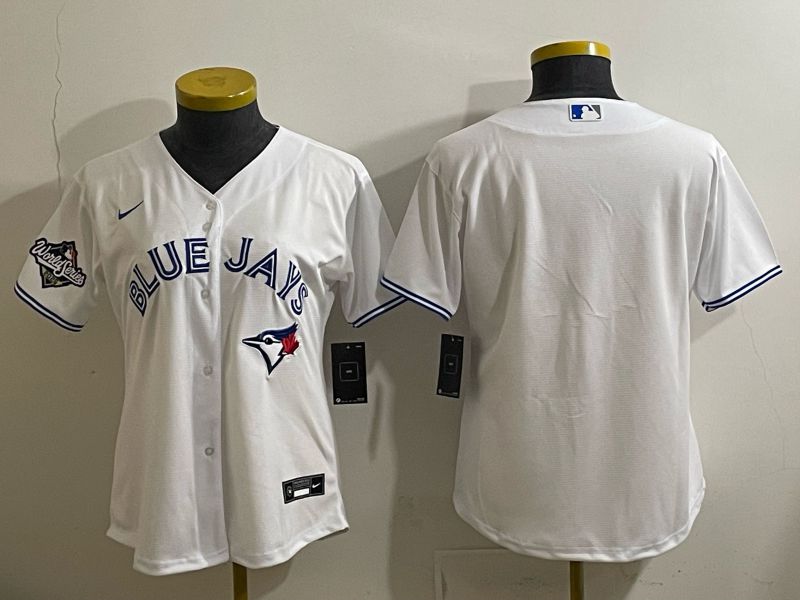Women 2025 Nike Toronto Blue Jays Blank White Game MLB Jersey 02